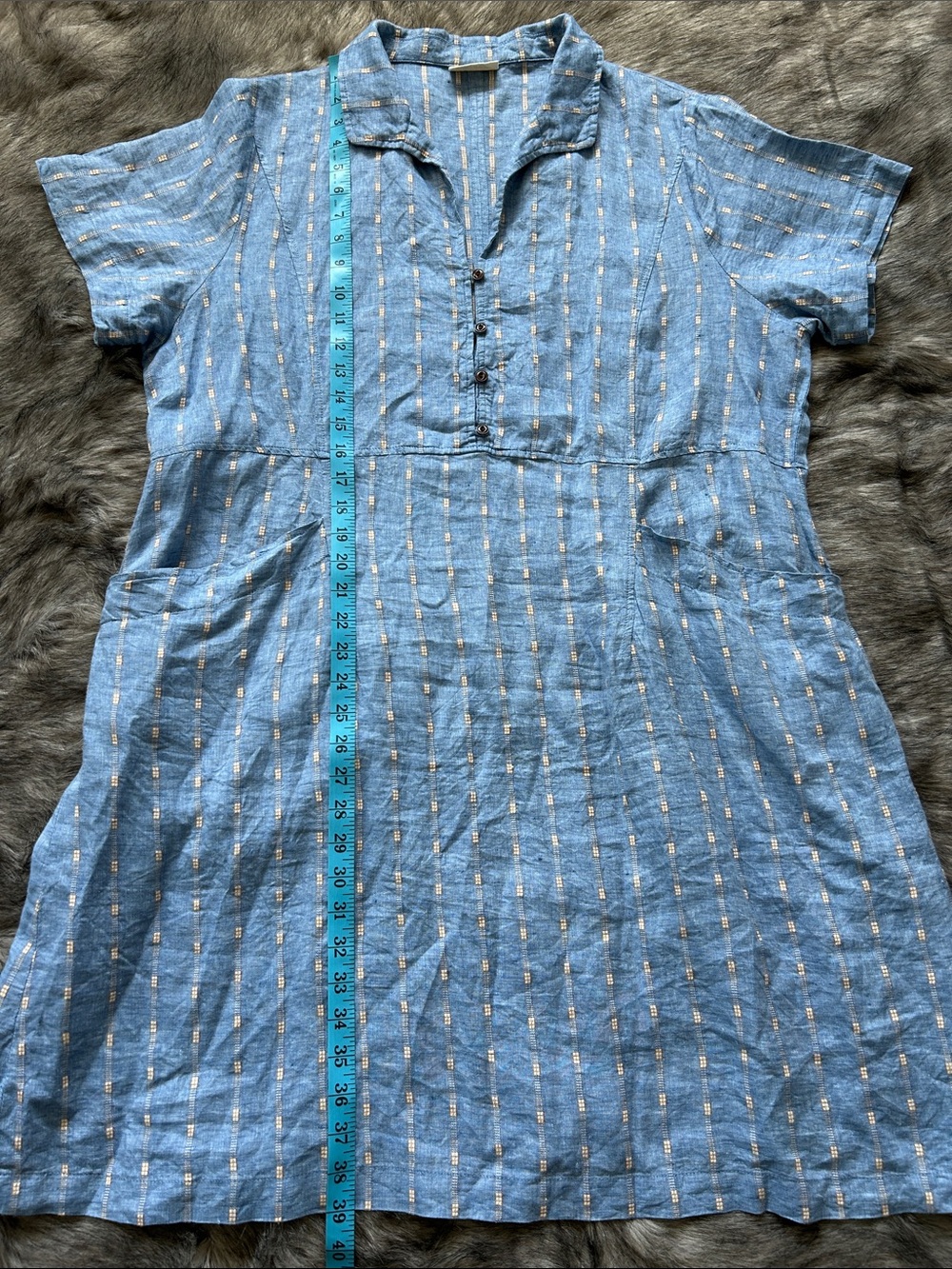 Poetry Striped Dress Délavé Linen & Cotton Blue Shirt with Yellow Stripe 16 - Picture 11 of 11